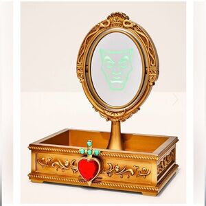 Gold Heart Jewelry Tray with Oval Mirror villains
